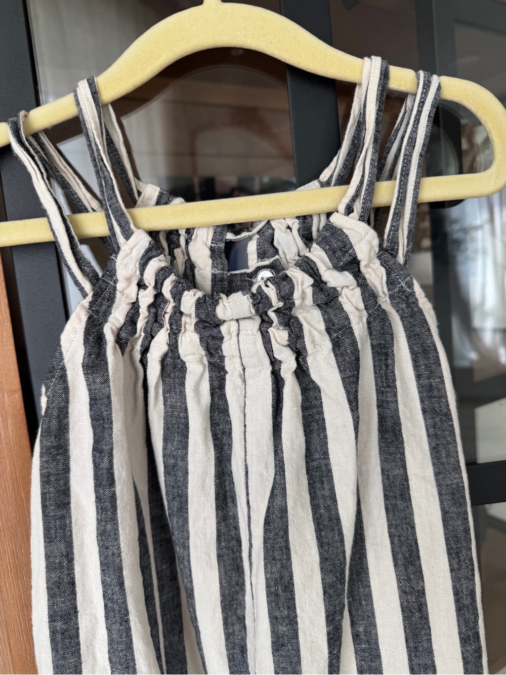 Zara Kids linen striped jumpsuit romper dungarees girls neutral straight leg - Picture 4 of 5